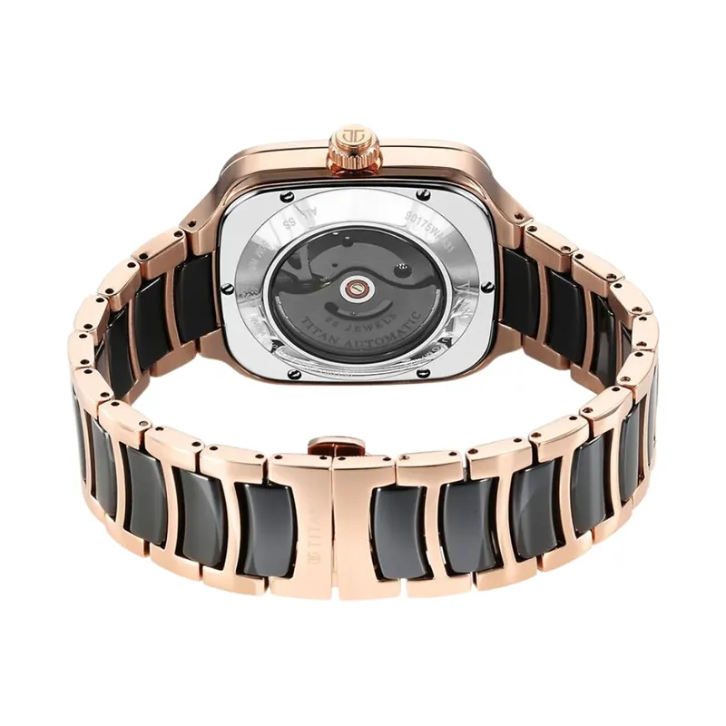 Titan Ceramic Automatic Black Open-heart Dial Men’s Watch- 90175KD03